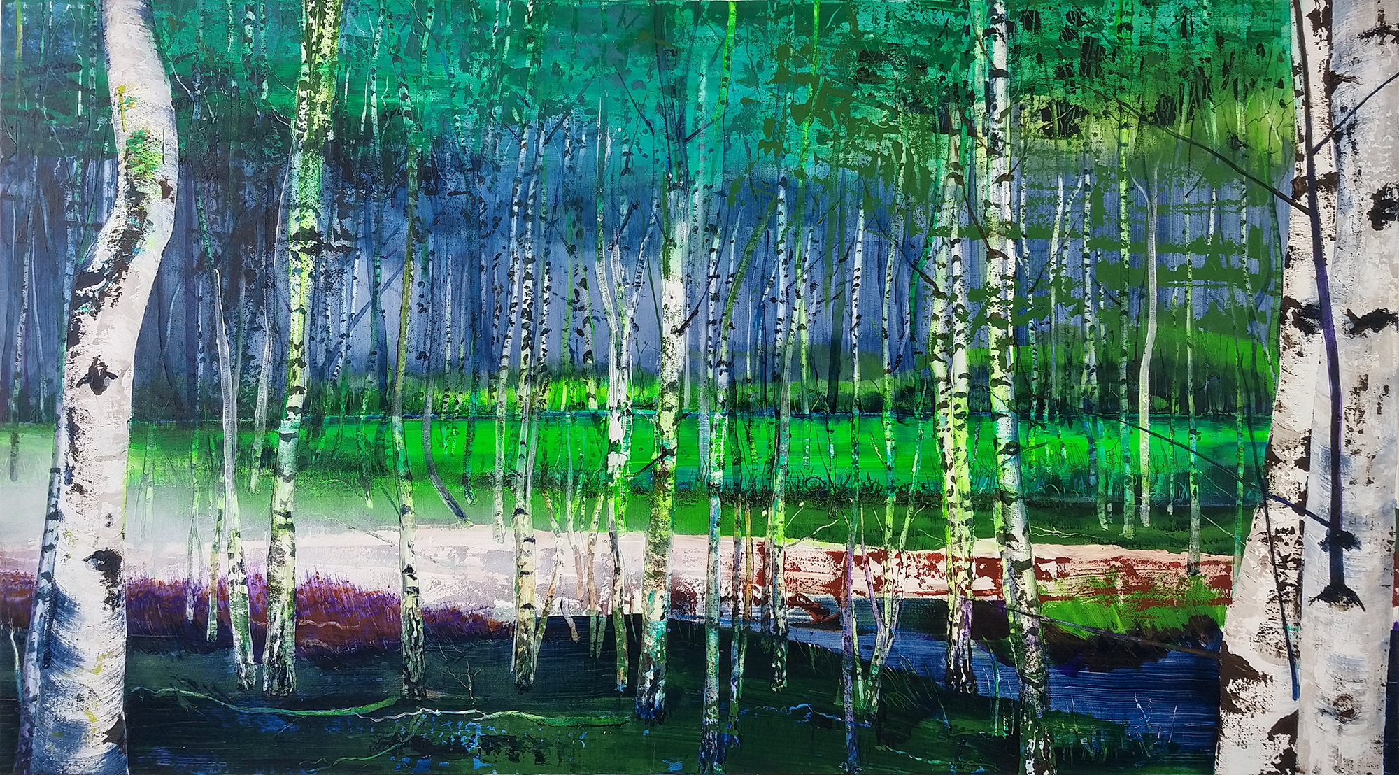 springtime birch forest woodland landscape painting