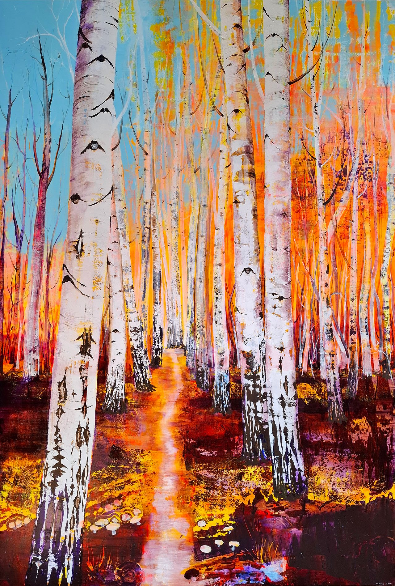 summertime birch forest woodland landscape painting