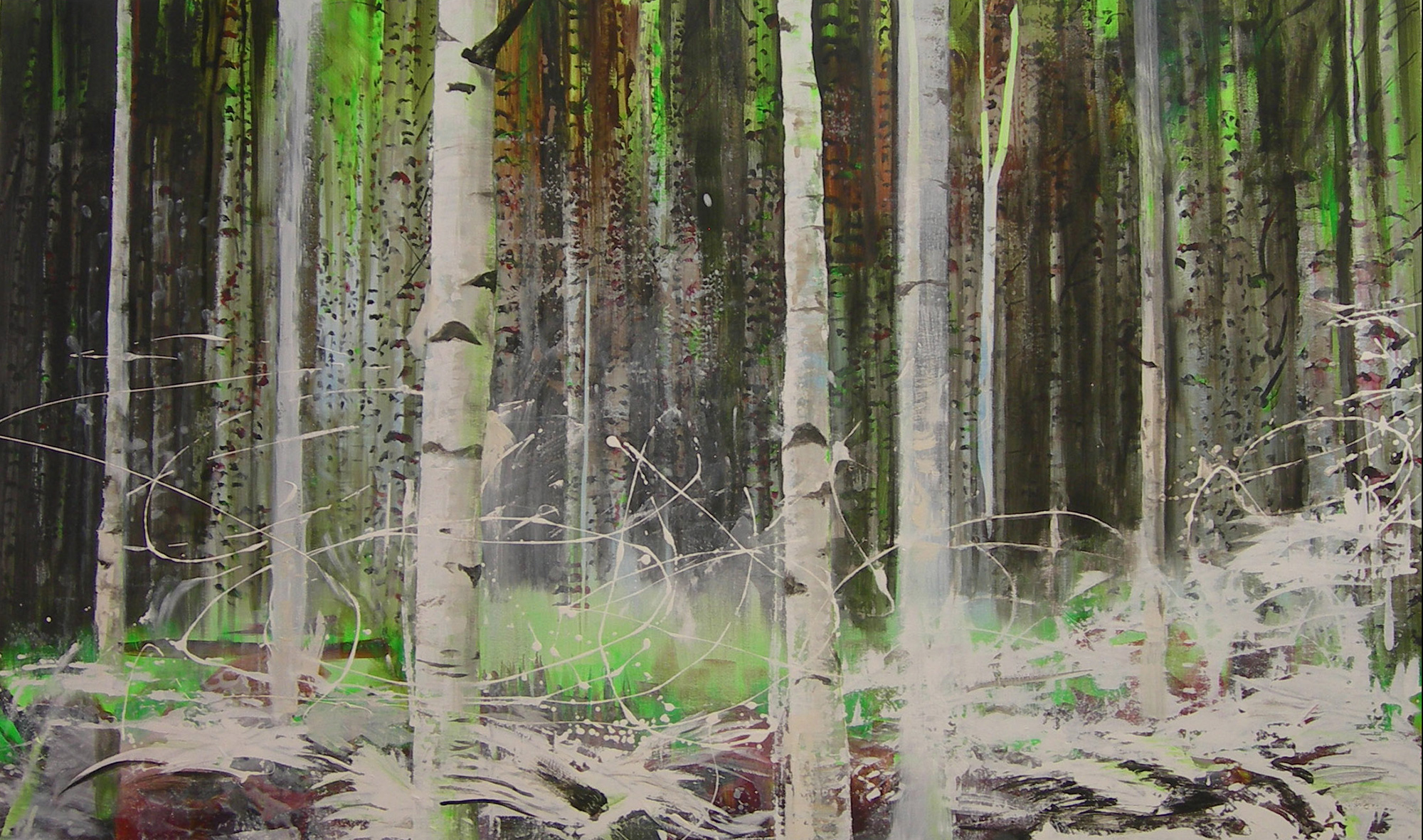 springtime birch forest woodland landscape painting