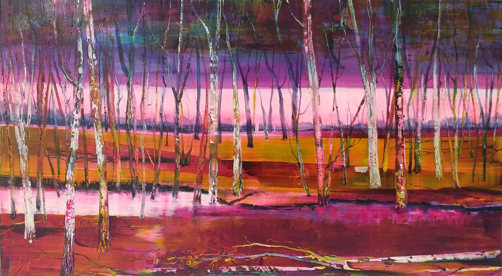 springtime birch forest woodland landscape painting