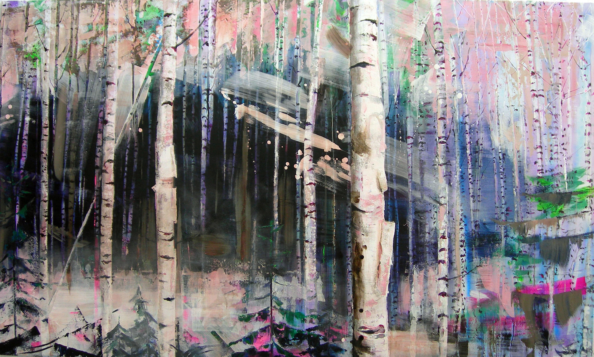 summertime birch forest woodland landscape painting
