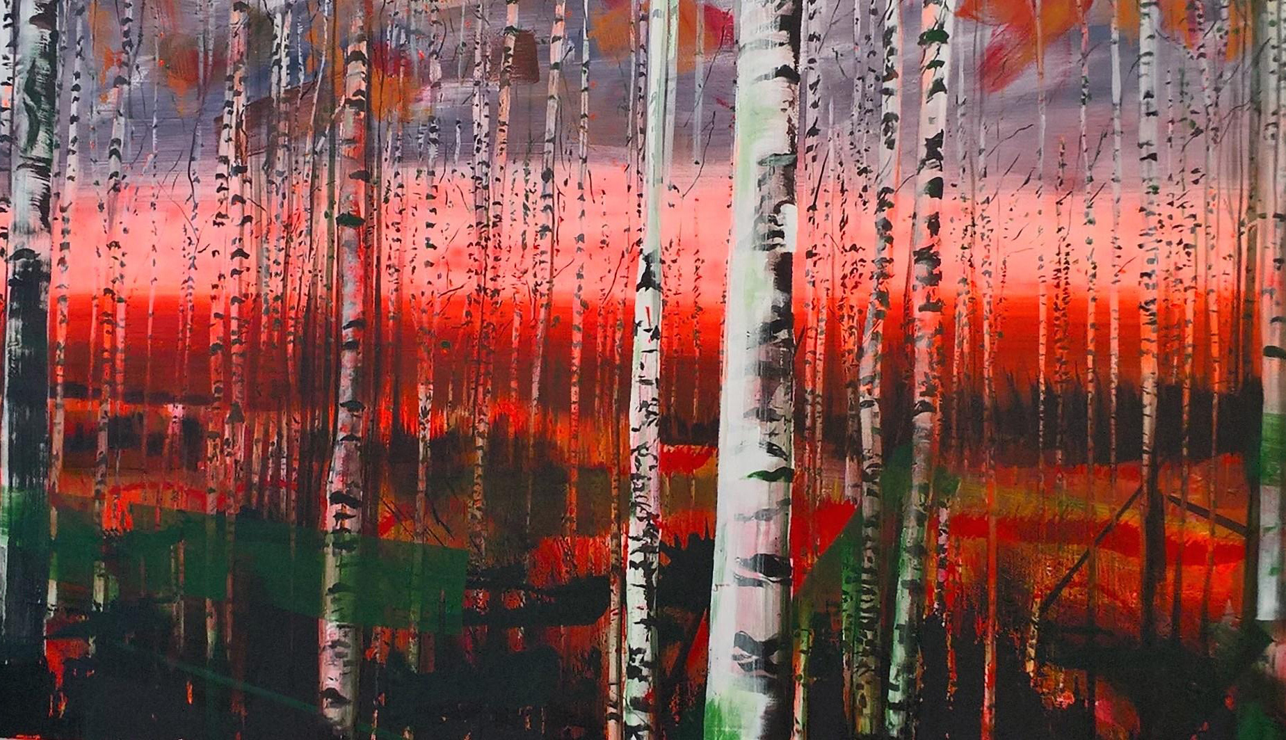 autumn birch forest woodland landscape painting