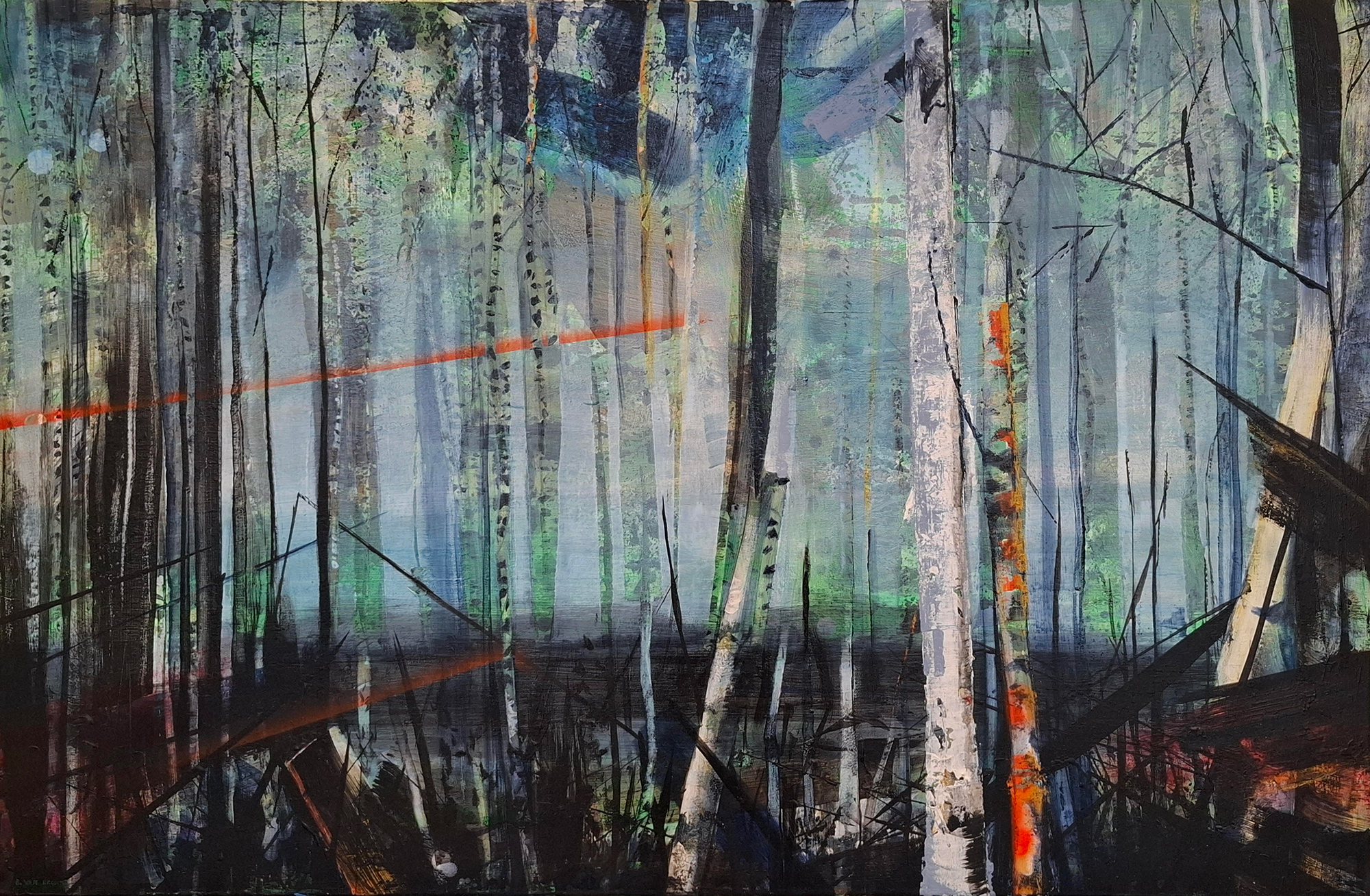 winter birch forest woodland landscape painting