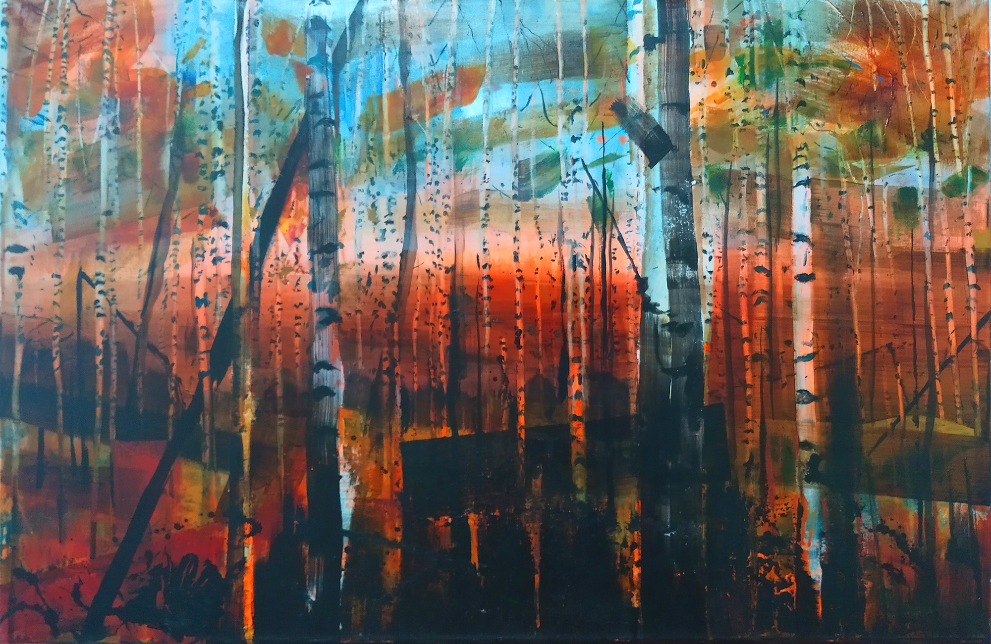 autumn birch forest woodland landscape painting