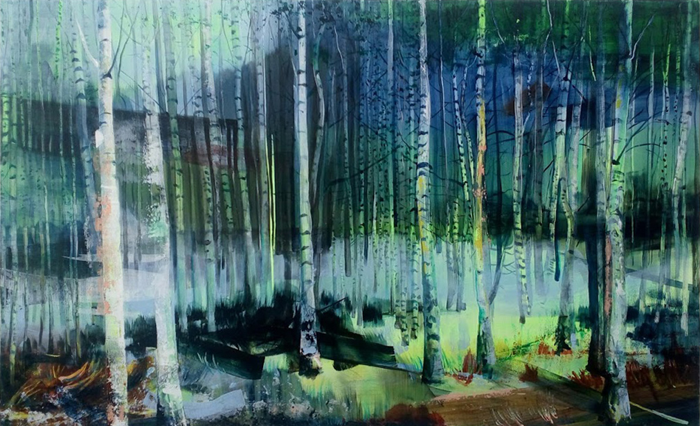 autumn birch forest woodland landscape painting