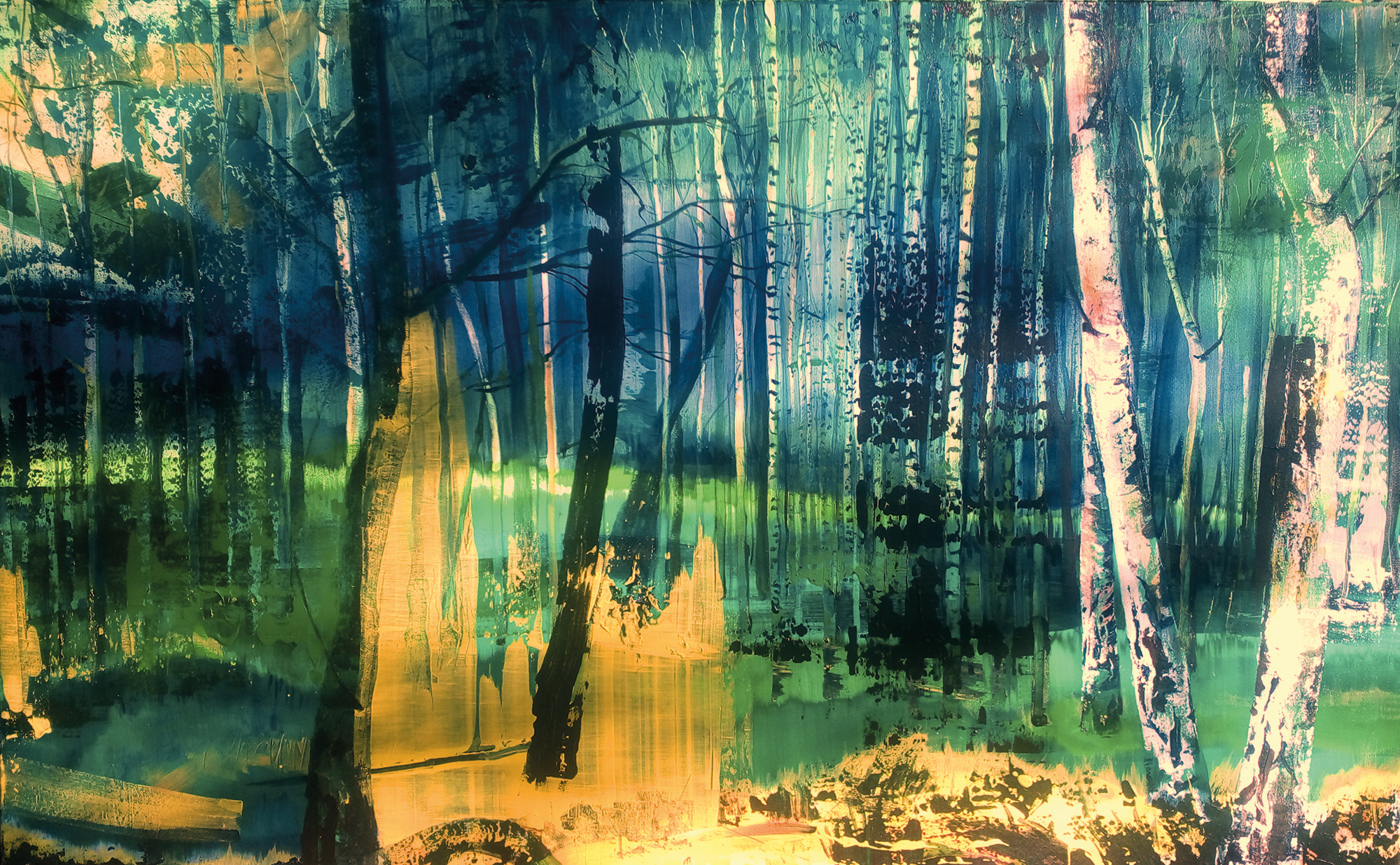 autumn birch forest woodland landscape painting