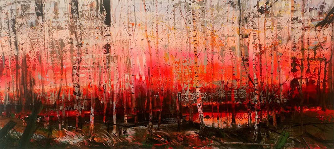 autumn birch forest woodland landscape painting